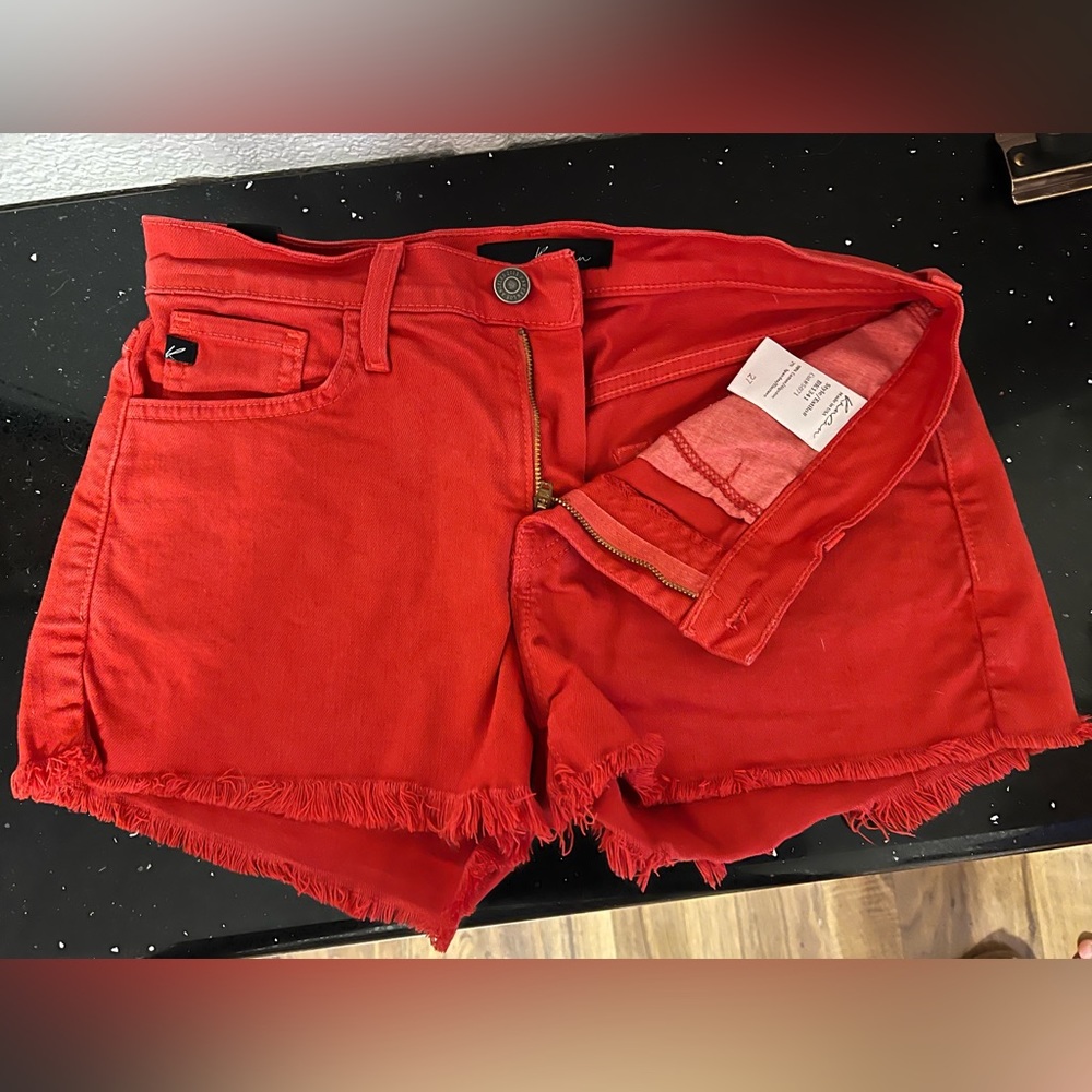 KancanRed denim shorts